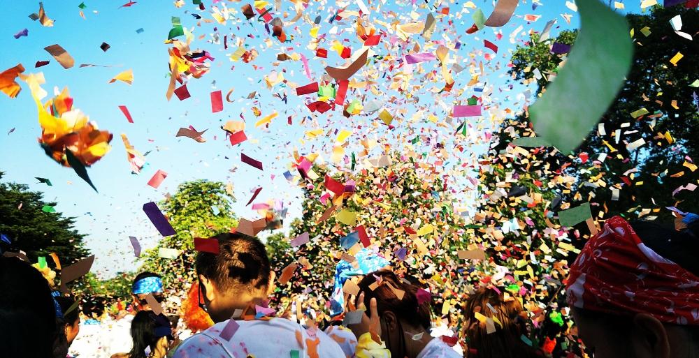 Confetti falling from the sky Confetti falling from the sky