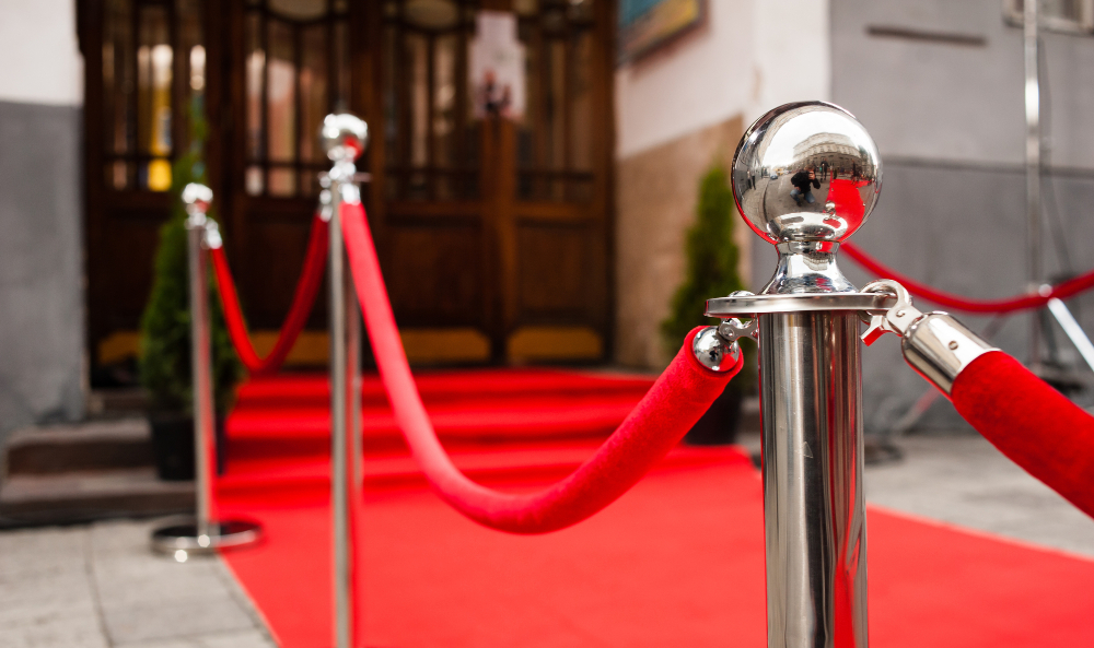 A red carpet to a building A red carpet to a building